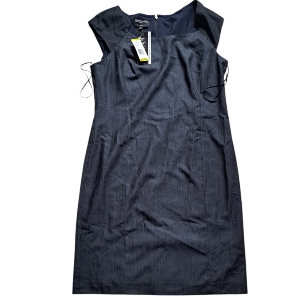 Dark Grey Blue Cap Sleeve Sheath Dress